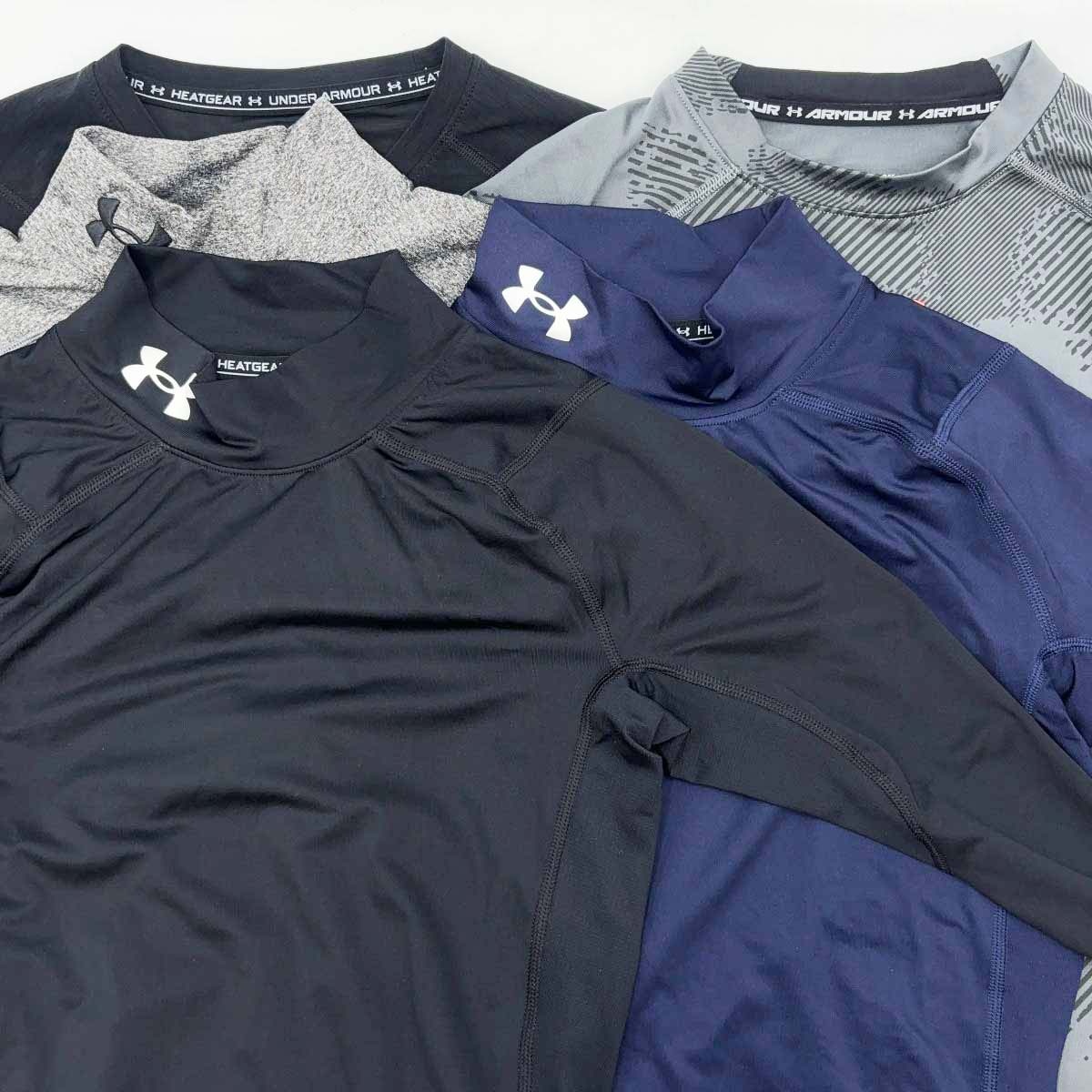 【中古】[5点セット] アンダーアーマー UA ヒートギアアーマー コンプレッション ロングスリーブ モック シャツ　S/M メンズ UNDER ARMOUR