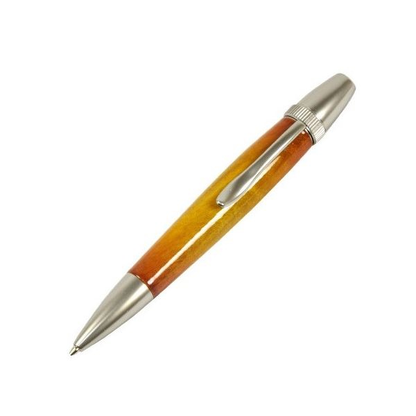 キャンディカラー ボールペン/文房具 (Yellow カーリーメイプル) パーカータイプ 芯：0.7mm 日本製 文具 『Air Brush Wood Pen』