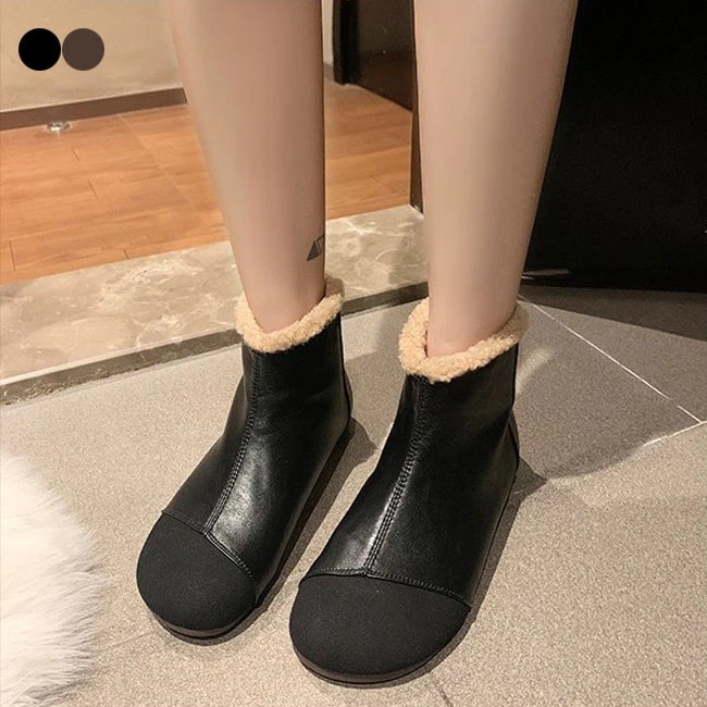 ブーツ レディース ショート ブーツ 裏起毛 ファスナー付き 女性用 靴 シューズ ボア 大人 秋冬 暖かい もこもこ 歩きやすい 脱げない カジュアル 滑りとめ　防寒 デイリー フィット
