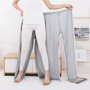 介護用パジャマ 介護用ズボン セミオープン おむつ交換 お着替えサポート 通用 全開両脇ファスナーあきズボン 腰開きパンツ 柔らかズボン 骨折患者 着脱簡単男女兼用薄着 M-3L 介護用