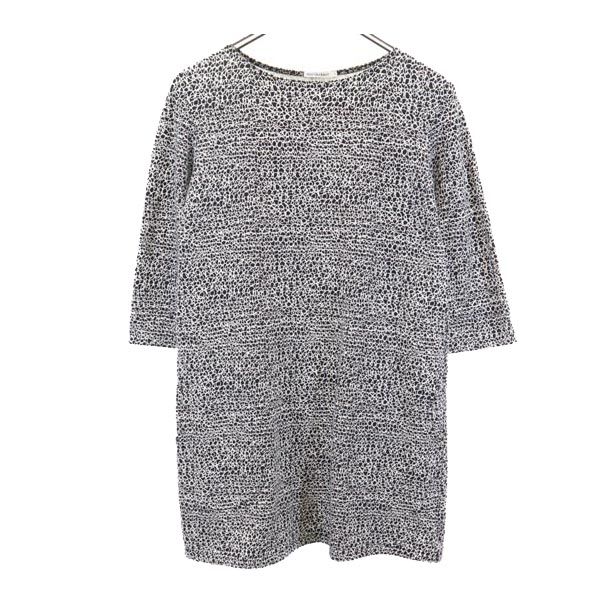 総柄 7分袖 チュニック XS ブラック系 ワンピース カットソー レディース