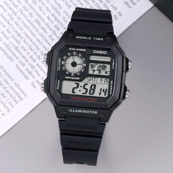 AE-1200WH-1A ミリタリー 軍人 電子防水スポーツ メンズ ウレタン時計 d