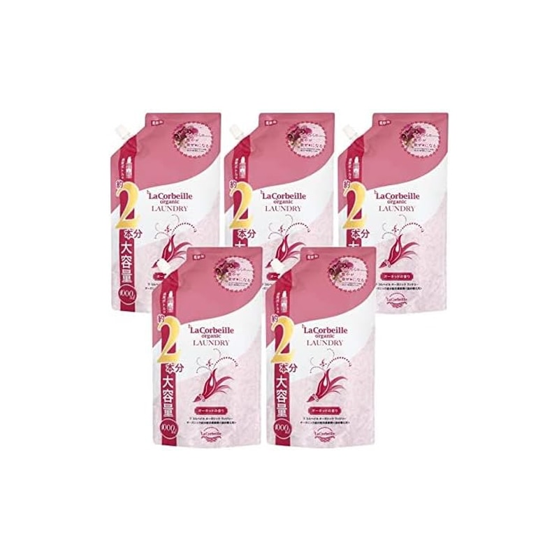 ラ コルベイユ 柔軟剤 オーガニック 詰め替え 2本分 オーキッドの香り 1000ml 洗濯 部屋干し ノンシリコン 天然植物由来 ランドリー 公式 5個セット