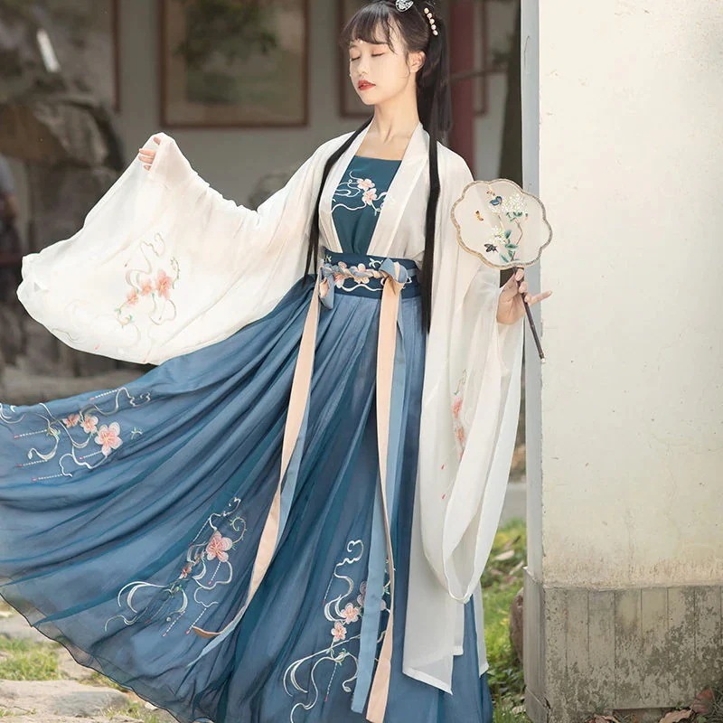 繊細な中国風の夏の妖精の刺繍が施された女性用漢服スーパー妖精古代風桜姫ワンピース漢服ハロウィンクリスマスパーティー仮装30%までに制限