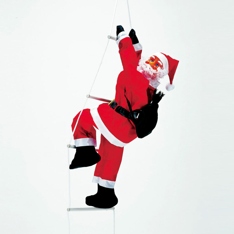 80cm はしごサンタ 【 クリスマスパーティー 装飾 オブジェ デコレーション 置物 パーティーグッズ 天井 雑貨 店内 クライミング 人形 ぶら下がり クリスマス飾り 店先 壁 よじ登り 入り口