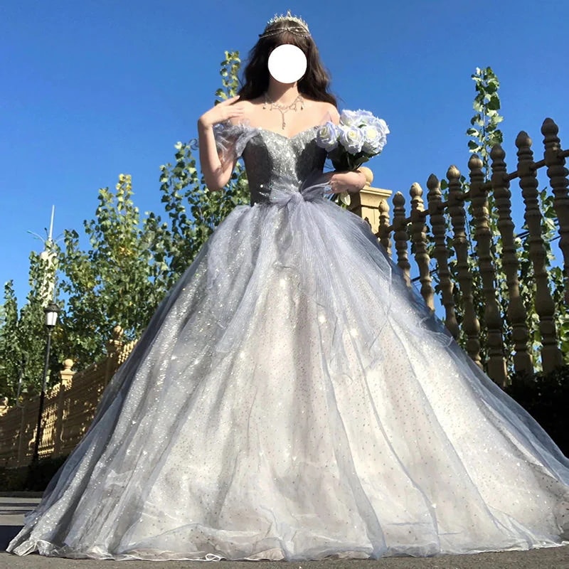 絶対きれいめ！感溢れるブルーの女性用イブニングドレス 2025 成人式 美術検定 プリンセススカート スーパー