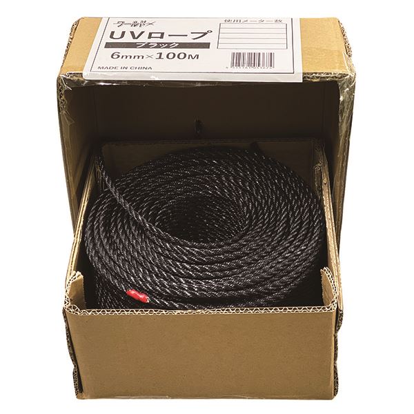 ワールド UVロープ φ6x100ｍ ブラック [0953-01801]