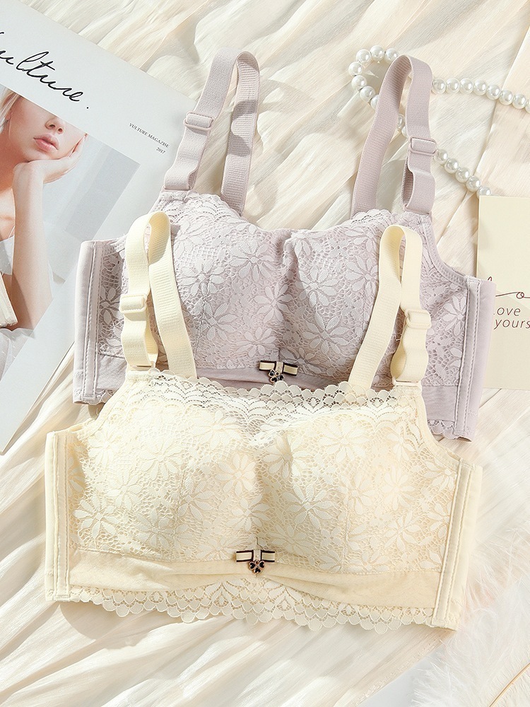 サマーブトップブラ 女性用 薄手 通気性 胸包み込み 露出防止ブラ 貧乳 プッシュアップレースブラ 4,209円