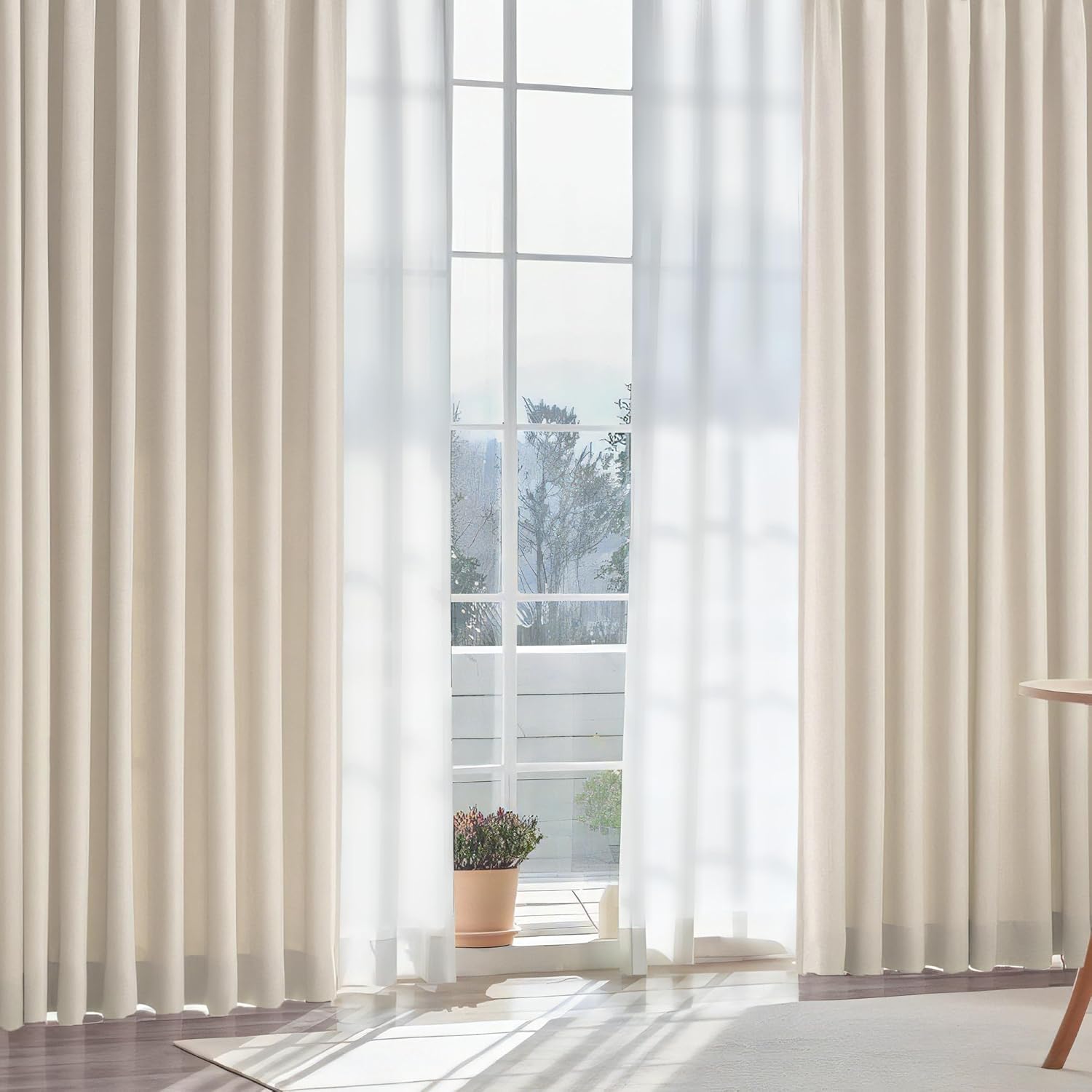 PANDA INTERIOR カーテン 4枚セット 99.99%以上遮光 断熱 保温 ドレープカーテン 4枚組 防音 UVカット 既成 無地 おしゃれ 省エネ 寝室 カフェ リビング用