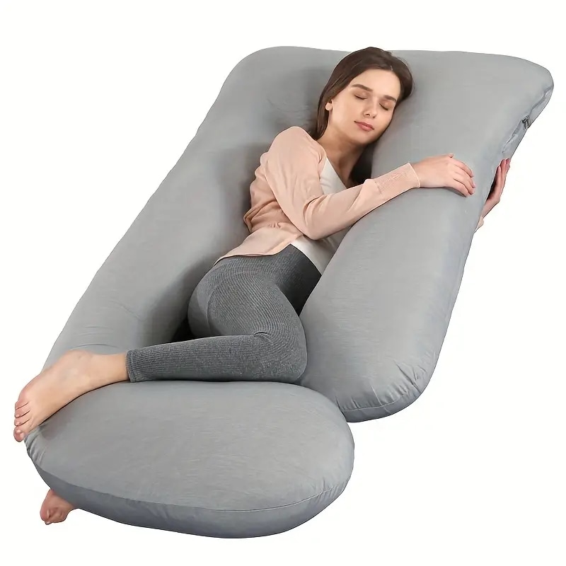 バットオップJ型フルボディ枕 背中・脚・腹部サポート用 - エルゴノミックマタニティ枕 ソフトポリエステルカバー付き中程度の硬さ妊婦向け夏季快適睡眠補助（グレー）快適な睡眠妊娠快適アシスト耐