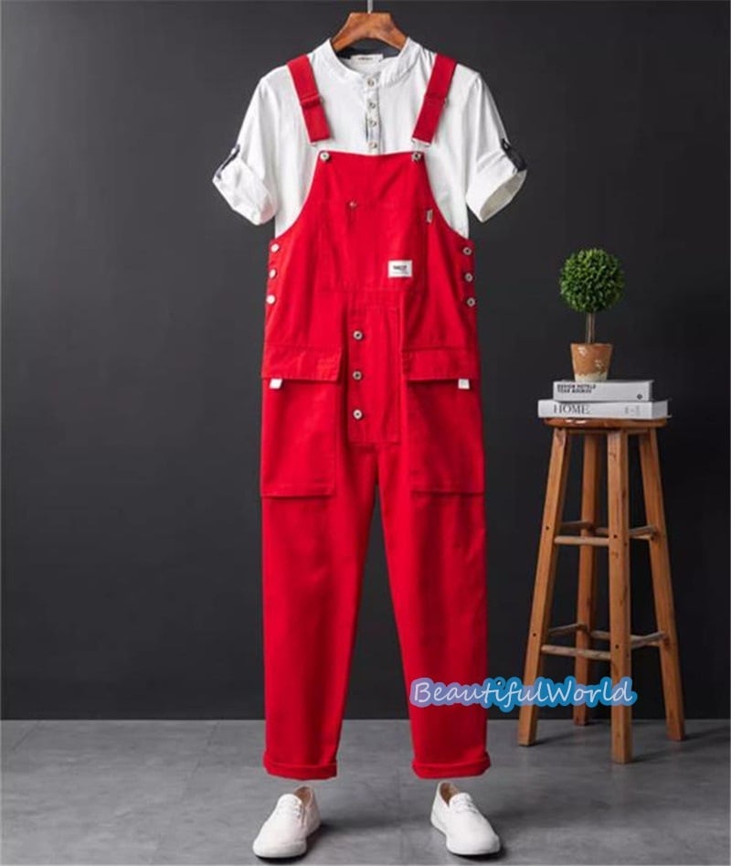 サロペット メンズ オーバーオール つなぎ オールインワン無地 サスペンダー ストリートアメカジ 作業服 春秋 お洒落24bdk16