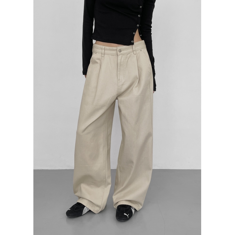 ブラックアップ [ニューフォール] [MADE] トーランスワンタックワイドコットンパンツ