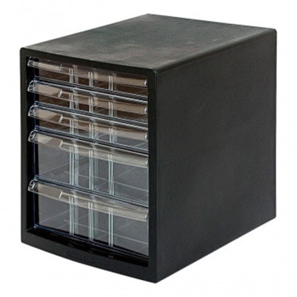 ナカバヤシ A4レターケース 仕切 浅3深2段 クロ A4E-SC5B