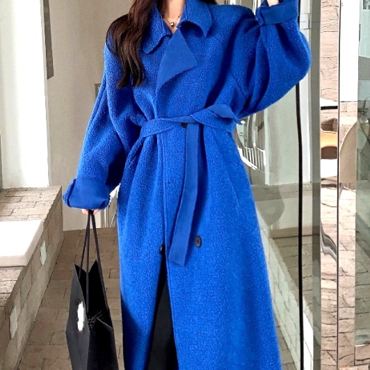 ヘップバーンスタイルウールロングコート アウター 袖あり 長袖 襟付き ダブルブレスト 前開き 8,078円