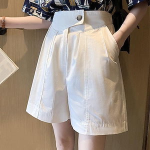 ハーフパンツ レディース ショートパンツ 夏 短パン ワイド裾 着痩せ ウエストゴム ワイドパンツ