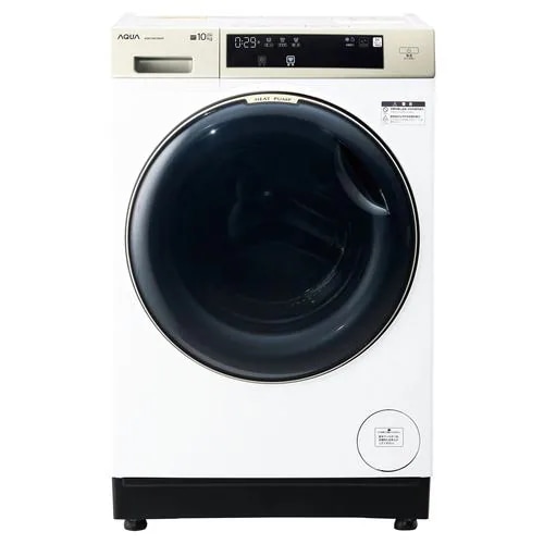 【無料長期保証】アクア ドラム洗濯機 左開き 洗濯10.0kg 乾燥5.0kg 幅59.5cm お湯洗い まっ直ぐドラム AQW-DM10R-L(W) ホワイト系 ヒートポンプ