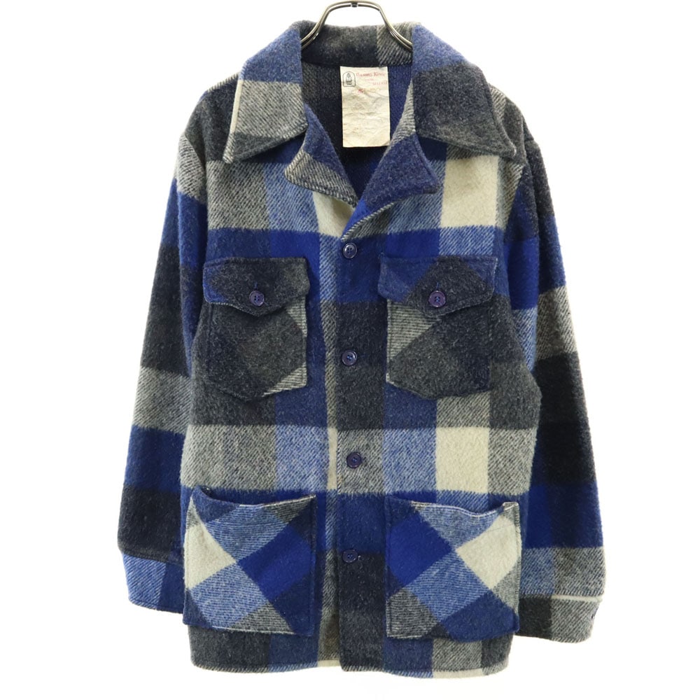 サーモキング 70s 80s ヴィンテージ バファローチェック ウールジャケット S ネイビー THERMO KING BY SELFAST メンズ