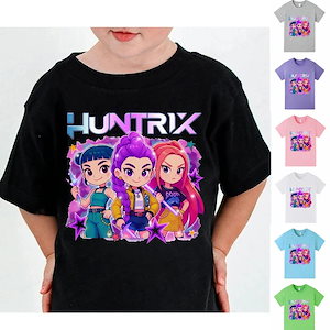 KPOPガールズ デーモンハンターズ 夏 半袖Tシャツ 韓国ファッション キッズ 子供 コスプレ衣装 ブラック tシャツ コットン100% キャラクター半袖 トップス