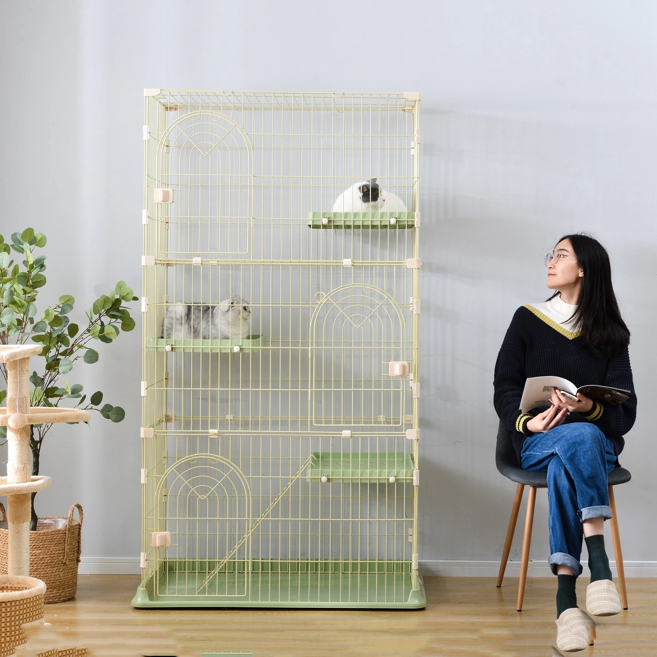 【国内即日発送】キャットケージ 3段 2段 自由組み合わせ 幅広 引き出しトレー 猫 ケージ 猫ケージ キャスター付き 大型 多頭飼い ハンモック付き 留守番 脱走防止 キャットハウス