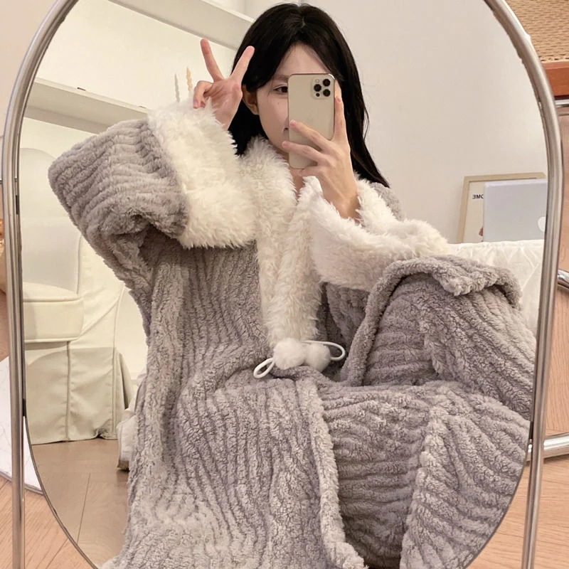 着ぐるみパジャマ 珊瑚絨毯パジ今週の割引は 25% オフですャマ冬の加絨厚手可愛いゆったりスリーパー冬の新作ルームウェアセット パジャマ メガ割 4,683円