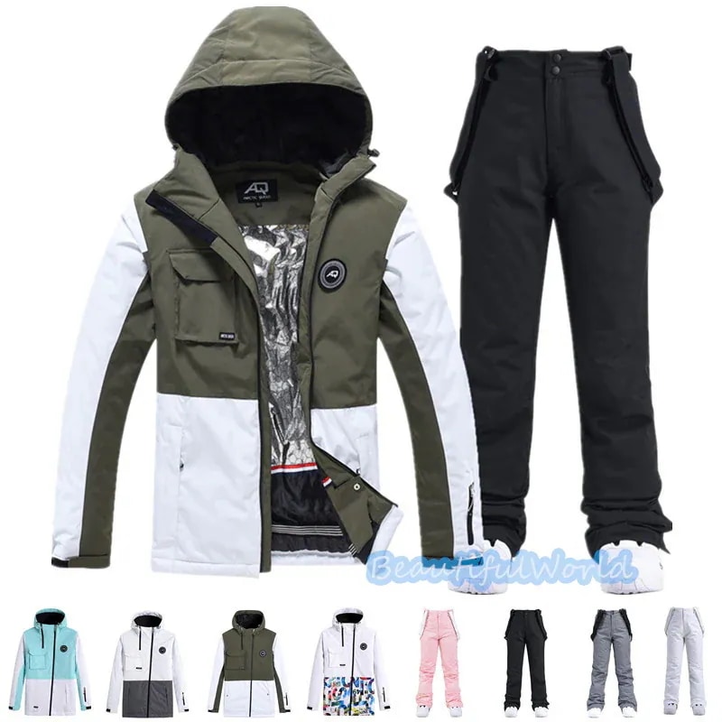 スノーボードウェア上下セットスキーウェアメンズレディースセットアップ男女兼用スノボウェアスノーボードジャケットパンツ撥水防風保温雪遊び暖かいH88