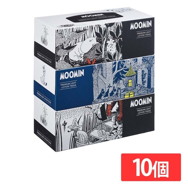 日用消耗品 家庭紙 ティッシュペーパー　【10個セット】MOOMIN　プレミアム　ライトローションティシュ　200組×3P 730339