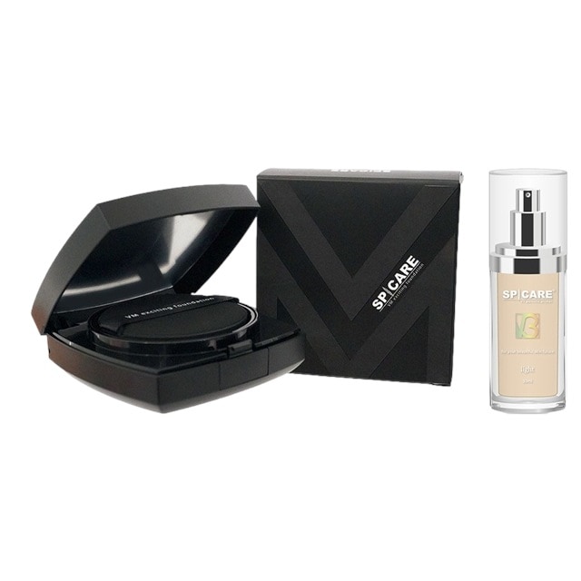 スピケア V3 VM エキサイティングファンデーション+パーティクルプライマー セット 15g+30ml ケース入り・パフ1枚付き+ライト