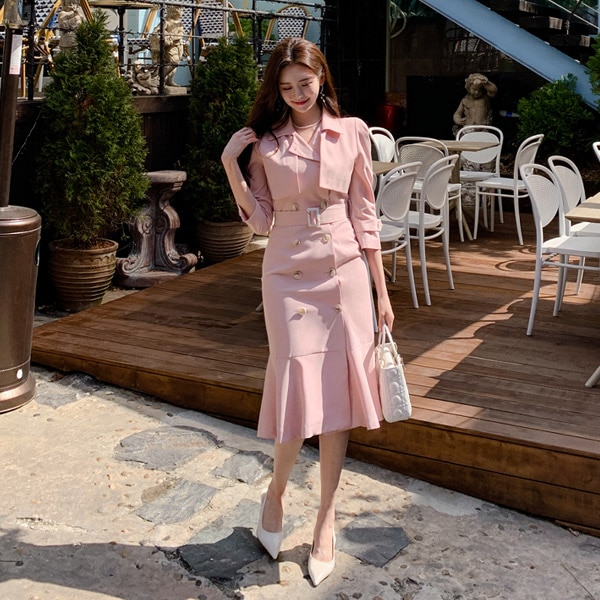 Wボタントレンチワンピース op11191