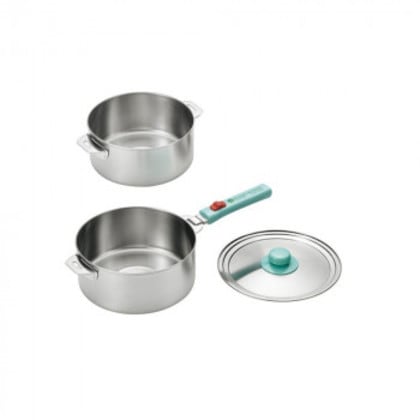 燕熟の技 クワトロ ステンレス鍋18cm＆20cm・着脱ハンドル・兼用蓋付き EJQ-1000