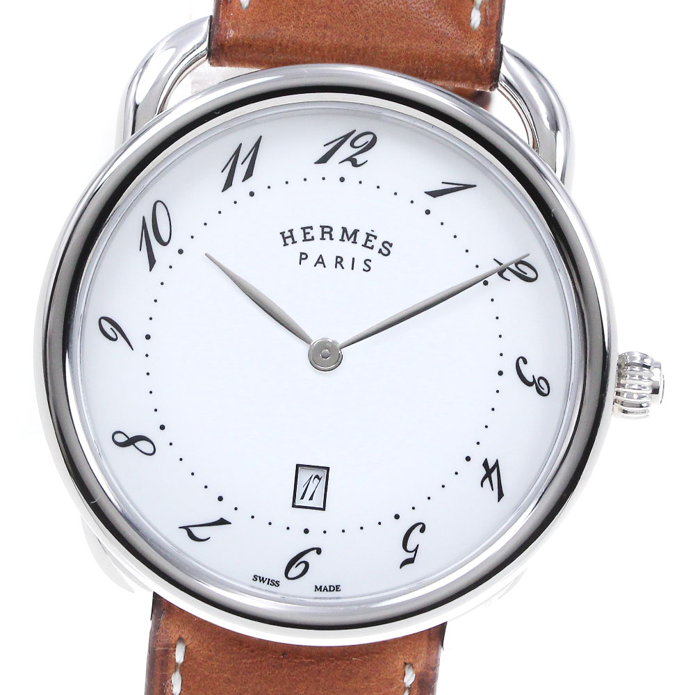 エルメス HERMES AR7Q.810 アルソー デイト クォーツ メンズ 美品 内箱・保証書付き_861000【中古】