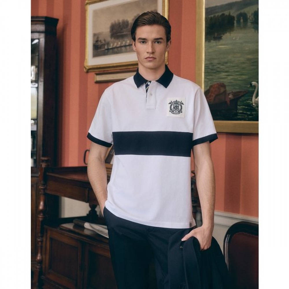 ロウイングクラブ ホワイト カラーブロック ヘリテージ ポロ HZTS4B053WT