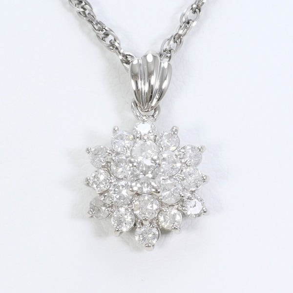 PT850 プラチナ ネックレス ダイヤ 1.04 カード鑑別書 約40cm ジュエリー 中古