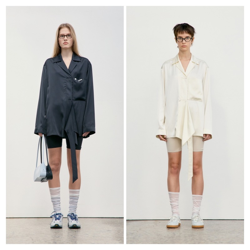 【LOW CLASSIC】 SATIN STRAP SHIRT : 2COLORS