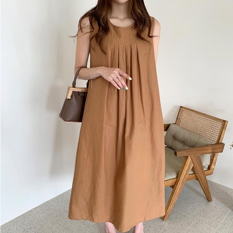 3色 ワンピース ノースリーブ 春 夏 きれいめ カジュアル かわいい ロング aライン Aライン フレア ティアード ワンピドレス ロング ロング丈 アンクル丈 7分丈 ミディアム丈 ミドル丈 レギ