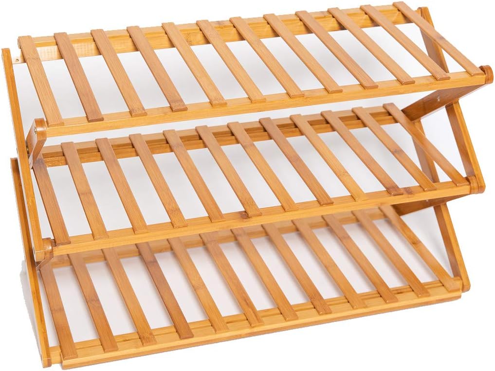 竹製 折りたたみマルチラック 収納ラック 3段式 スリッパ収納 折りたたみ 折り畳み スリッパラック 玄関収納棚 収納棚 ランドリー 花台 ナチュラル 収納 ラック キッチン 靴箱 シューズ リビング