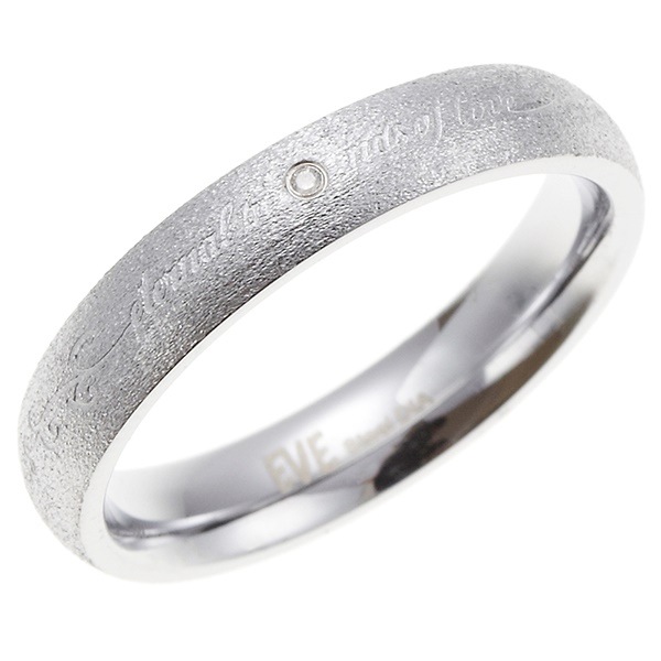 メッセージが刻印されたリング サージカルステンレス 一粒天然ダイヤモンド メンズ ユニセックス