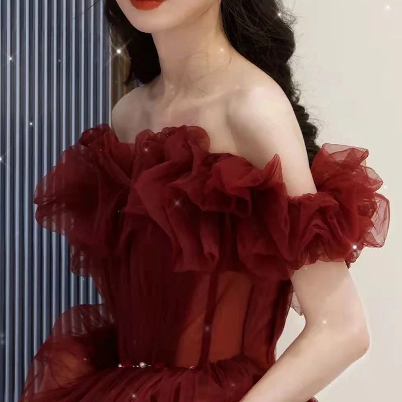 スーツブライドバンケット気質エレガントな気質長い結婚式の婚約ドレス女性