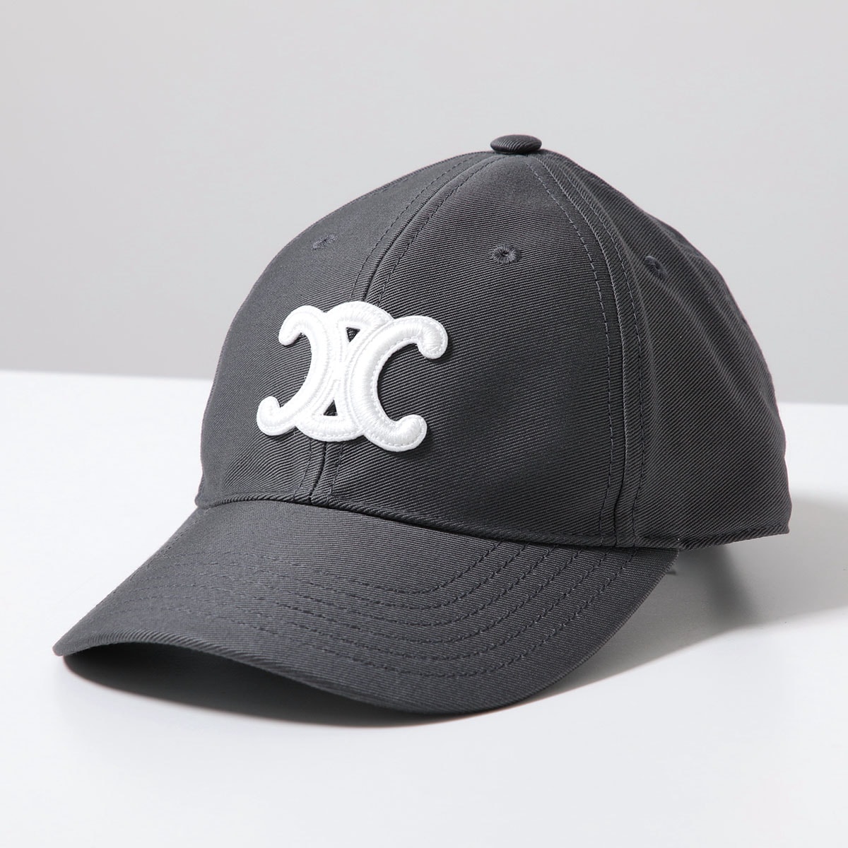 CELINE セリーヌ ベースボールキャップ Triomphe トリオンフ AA06F234X.08AD メンズ ウォッシュドコットンギャバジン ロゴパッチ 帽子チャコールグレー