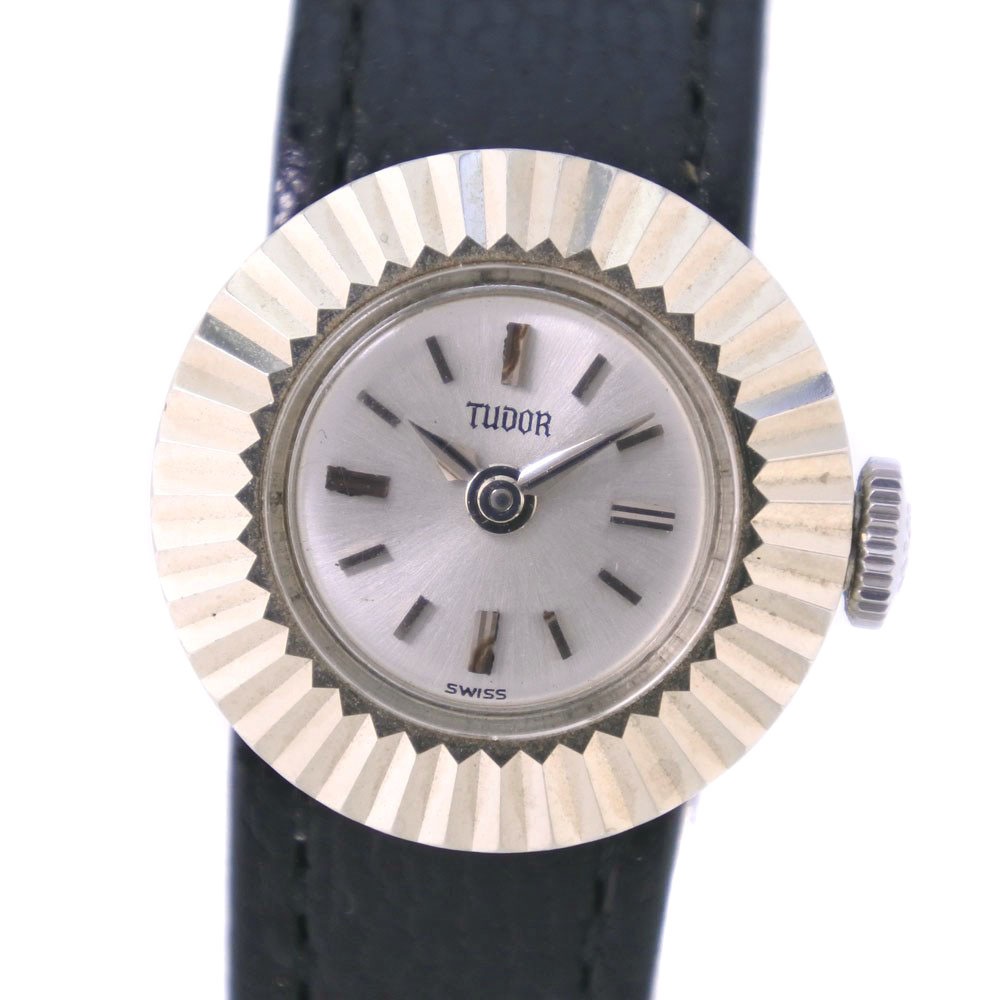 カメレオン 1703 腕時計 K18ゴールド 型押しレザー 手巻き レディース シルバー文字盤 中古品