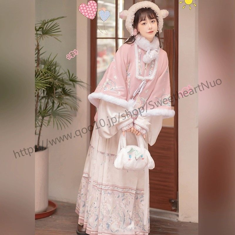 漢服女性秋冬全セット角襟半袖明製漢服馬上スカート刺繍超仙気