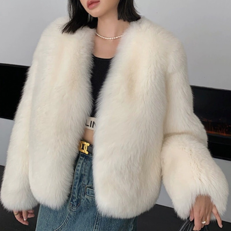 韓国 東大門 アウター 女性用 ミドルロング 一枚皮 コート 新品 大人気 黒毛 アウター ファーコート