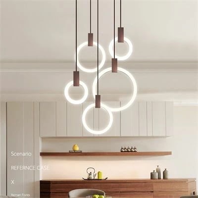 ペンダントライト おしゃれ 北欧 内藏LED 吊下げ灯 サークル 円盤 円形 天井照明器具 リビング ダイニング キッチン 洋室 寝室 玄関 ダクトレール 引掛シーリング用 工事不要 簡単設置 アジ