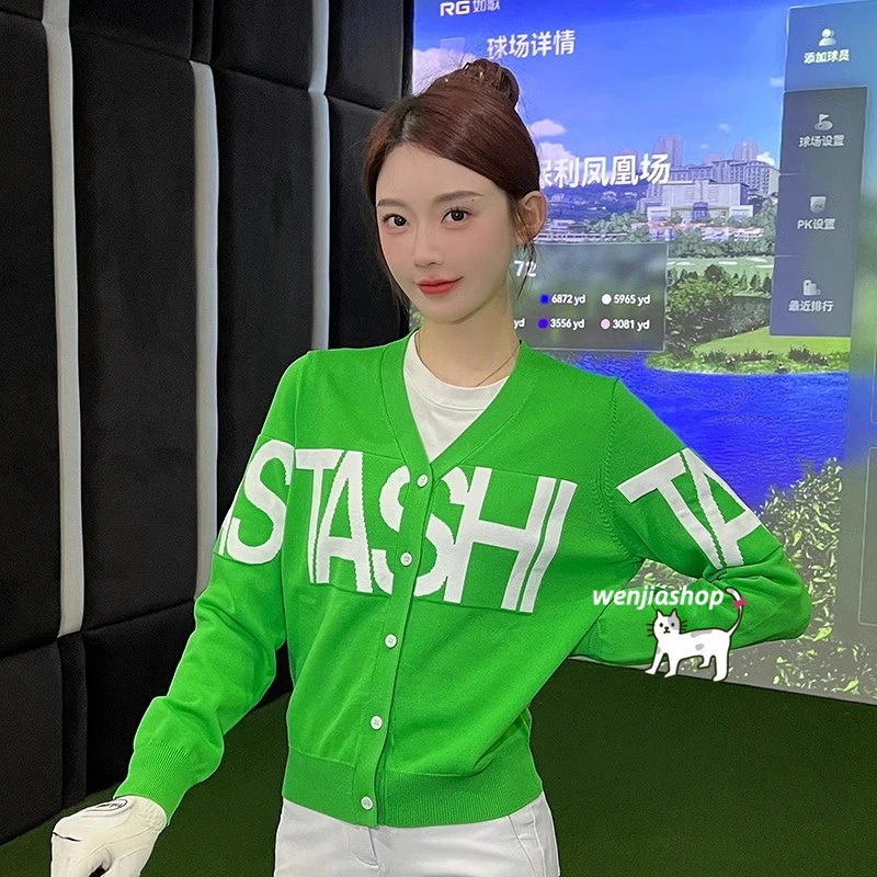 ゴルフウェア 2025 春 上下セット カーディガン ジャケット 長袖 ニットシャツ ロングパンツ ズボン レディース 韓国風 秋冬 ゴルフスカート スポーツ テニスウェア 白 緑 ブルー