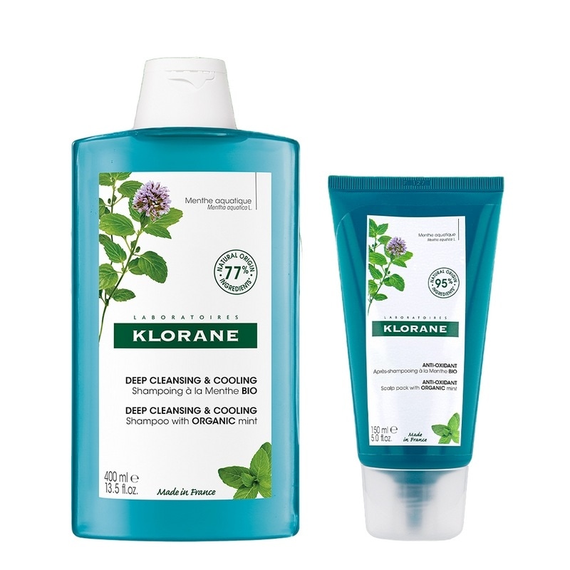 [クロラン]アクアミントディープクレンジングクーリングシャンプー400ml+頭皮パック150mlセット（角質ケア＆クーリング）