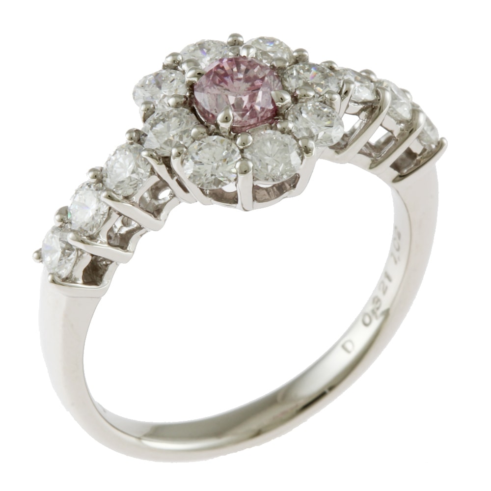 リング 指輪 12号 Pt900プラチナ ピンクダイヤモンド 中古 美品