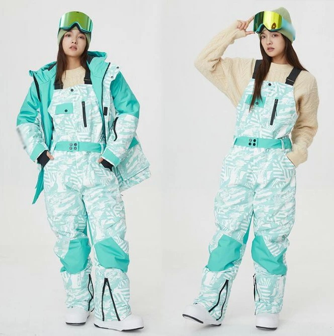 レディーススノーウェア 防寒 防水 スキーウェア 2点セット ジャケット パンツ サスペンダー 暖かい スノボウェア スキー ウェア 大きいサイズ スノーボードウェア セットアップ 可愛い ボードウェ