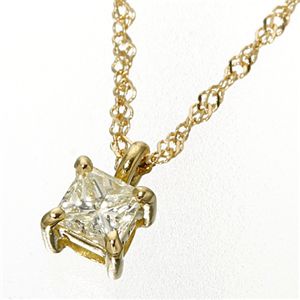 【即出荷】 0.15ctダイヤモンドプリンセスカットペンダント/ネックレス イエローゴールド(ゴールド) ネックレス