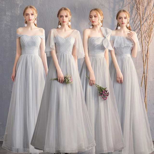 【6size4type】ブライズメイド ドレス レディース ロング グレー 4type お揃いドレス レディース お呼ばれドレス レディース 結婚式 演奏会 ピアノ 発表会 5,947円