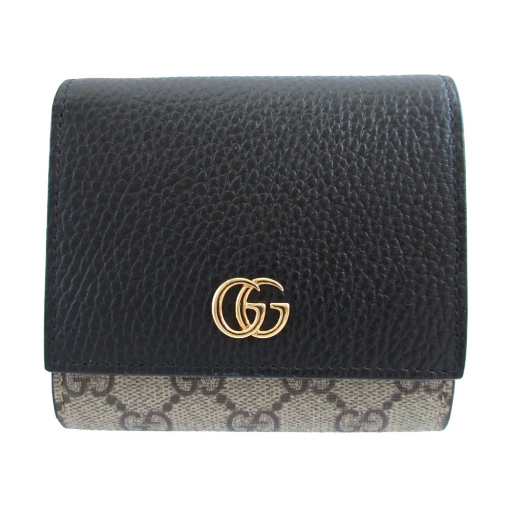 未使用品 コンパクトウォレット GGマーモント 598587 二つ折り財布 GGスプリーム/レザー/GGスプリーム ベージュ 0204【中古】 レディース