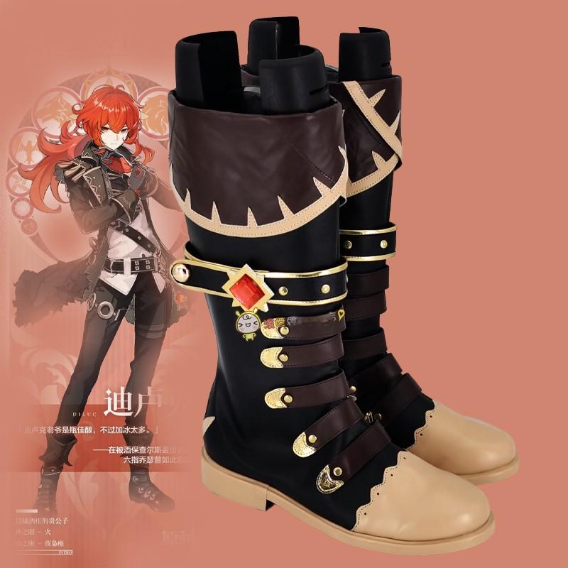 【本日限定激安格】 ハロウィン 　原神　コスプレ　ディルック　靴　ブーツ